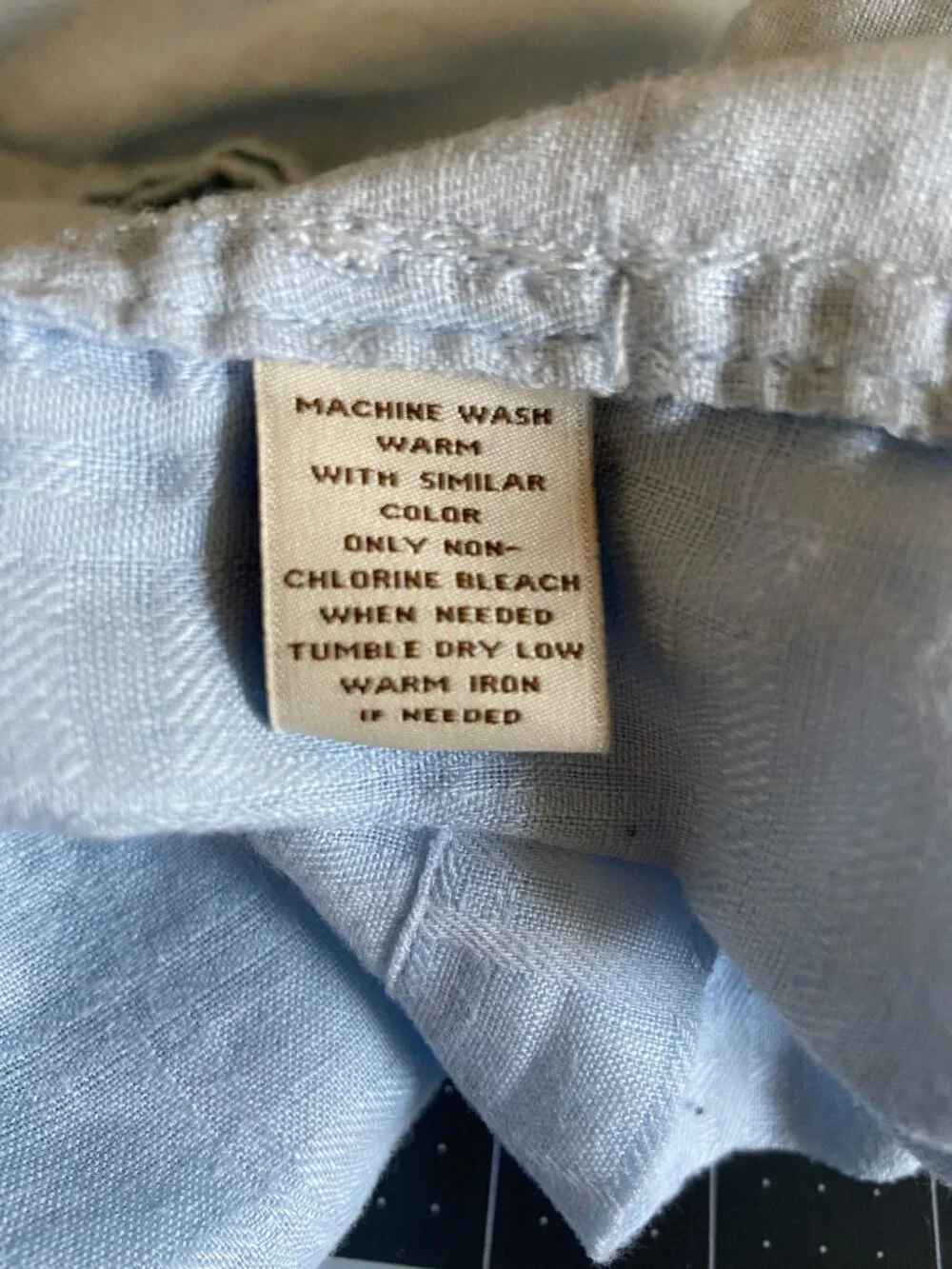 CARRIBEAN beachy men’s button up linen/cotton blend L blue